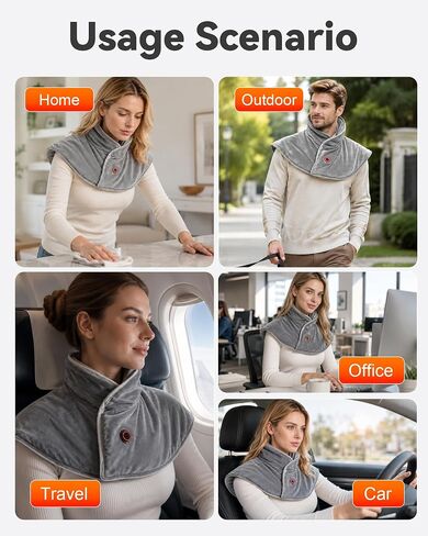 FERNIDA Neck Heating Pad with Battery & Weighted, Cordless USB Electric Heating Pad for Neck and Back Pain Relief, Grey in Saudi Arabia
