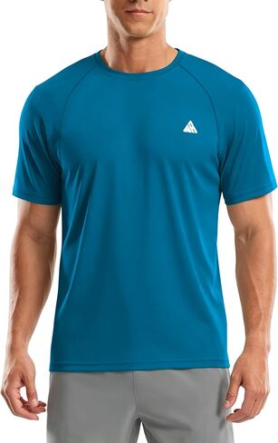 تي شيرت ZITY للرجال بعامل حماية من الأشعة فوق البنفسجية 50+ Rash Guard بأكمام قصيرة، سريع الجفاف وخفيف الوزن للحماية من الشمس للتمرينات الرياضية in Kuwait