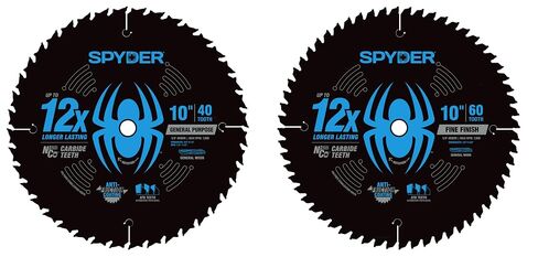 Spyder 10" 40T/60T Saw Blade Set for General Use and Fine Finishing (13114) | Carbide Nickel Cobalt ATB Teeth, 5/8" Arbor, for Miter and Table Saws in Kuwait