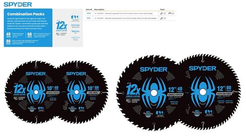 Spyder 10" 40T/60T Saw Blade Set for General Use and Fine Finishing (13114) | Carbide Nickel Cobalt ATB Teeth, 5/8" Arbor, for Miter and Table Saws in Kuwait