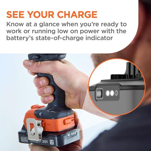 BLACK+DECKER 20V MAX POWERCONNECT Brushless Cordless ½-in. Hammer Drill Kit, Includes 2Ah Battery and Charger, Variable Speed, LED, 30000 BPM, 1900 RPM, Drills up to 23 Holes Per Charge (BLD783D1) in Kuwait