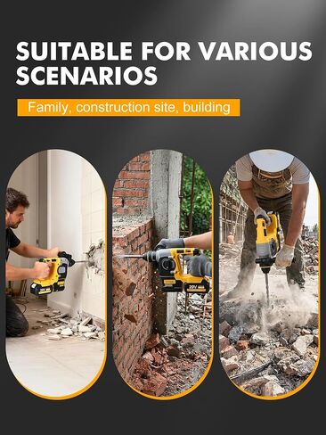 Cordless SDS Rotary Hammer Drill, 20V MAX, Brushless Motor, 2-Mode (Hammer/Drill), 18V Battery Adapter Design, Includes 2 Batteries, Great Value for Concrete Work in Kuwait
