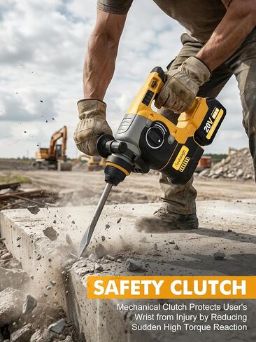 Cordless SDS Rotary Hammer Drill, 20V MAX, Brushless Motor, 2-Mode (Hammer/Drill), 18V Battery Adapter Design, Includes 2 Batteries, Great Value for Concrete Work in Kuwait
