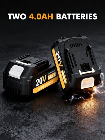 Cordless SDS Rotary Hammer Drill, 20V MAX, Brushless Motor, 2-Mode (Hammer/Drill), 18V Battery Adapter Design, Includes 2 Batteries, Great Value for Concrete Work in Kuwait