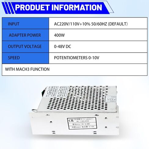 RATTMMOTOR 400W Mach3 Fuction CNC Spindle Motor Speed Controller 6A Power Supply Converter AC110V/220V Compatible with 400W Spindle Motor for CNC Router Milling Machine in Kuwait