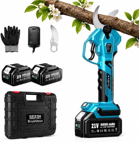 SEESII Electric Pruning Shears for Gardening: 1.8" Cutting Cordless Power Pruner - Brushless Motor, Dual 4.0Ah Battery, 4 Levels Adjustable Extra SK5 Blade Branches Cutter For Tree & Flower Trimming in Kuwait