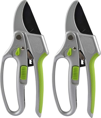 GARDEN GURU 2 in 1 Ratchet Pruning Shears Clippers – 4X Cutting Power – Ratcheting Garden Anvil Pruners Scissors - Ergonomic Grip - Makes Tough Cuts Easy - Great for Seniors & Arthritic Hands in Saudi Arabia
