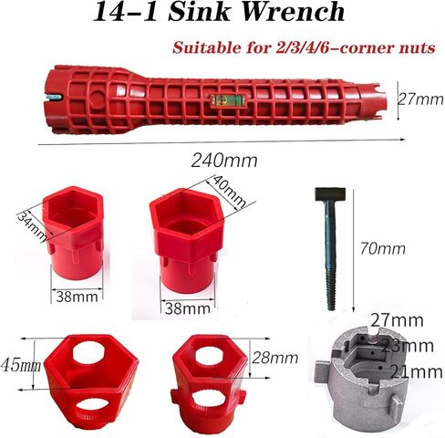 14 in 1 Faucet and Sink Wrench Multifunctional Basin Wrench Faucet Wrench for Tight Spaces Undermount Kitchen Bathroom Toilet in Kuwait