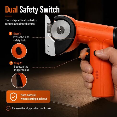 3/8" Heavy Duty Electric Cardboard Cutter for Thick Box Cutting, Unboxing & DIY, Safety Lock, Lightweight One-Handed Cordless Scissors for Weak Wrists, 2600mAh Battery, Replacement Blade, Orange in Kuwait