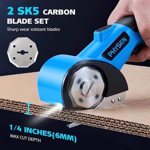 2000mAh Electric Box Cutter for Cardboard with 2 Blades, Cordless Electric Scissors with Safety Lock, Card Board Cutter with LED Light, for Carpet Fabric Carton Leather, 260 RPM in Kuwait