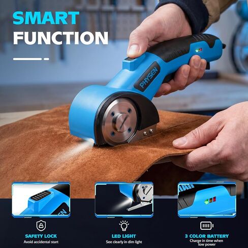 2000mAh Electric Box Cutter for Cardboard with 2 Blades, Cordless Electric Scissors with Safety Lock, Card Board Cutter with LED Light, for Carpet Fabric Carton Leather, 260 RPM in Kuwait