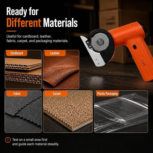 3/8" Heavy Duty Electric Cardboard Cutter for Thick Box Cutting, Unboxing & DIY, Safety Lock, Lightweight One-Handed Cordless Scissors for Weak Wrists, 2600mAh Battery, Replacement Blade, Orange in Kuwait
