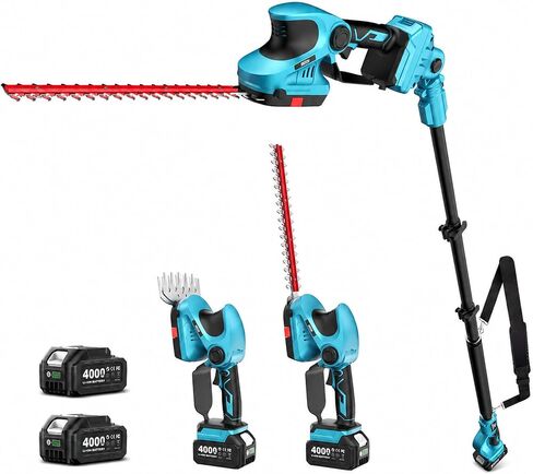 Seesii 2-in-1 Cordless Hedge Trimmer & Grass Shear, 20V with 2 Batteries | 12" Shrub Trimmer & 6" Grass Shears, Dual-Action Blades, Dual Safety Lock, for Small Yards & Lawn Edges, 2 x 2.0Ah Batteries in Kuwait