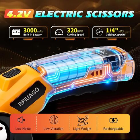 Cordless Electric Scissors, 3000mAh Battery Electric Cardboard Cutter | High-Torque Motor, 2 SK5 Blades, LED Light, Electric Box Cutter for Cardboard, Plastic, Leather, Carpet & DIY Projects in Kuwait