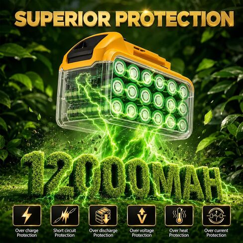 POODIE 6-Pack 12000mAh High Capacity Replacement for Dewalt 20V Max Battery Compatible with DCB200 DCB201 DCB203 DCB204 DCB205 DCB206 DCB207 for DeWalt 20V Cordless Power Tools with LED Indicator in Kuwait
