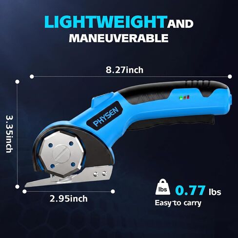 2000mAh Electric Box Cutter for Cardboard with 2 Blades, Cordless Electric Scissors with Safety Lock, Card Board Cutter with LED Light, for Carpet Fabric Carton Leather, 260 RPM in Kuwait