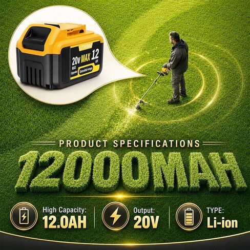 POODIE 6-Pack 12000mAh High Capacity Replacement for Dewalt 20V Max Battery Compatible with DCB200 DCB201 DCB203 DCB204 DCB205 DCB206 DCB207 for DeWalt 20V Cordless Power Tools with LED Indicator in Kuwait