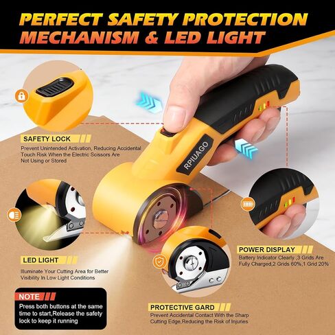 Cordless Electric Scissors, 3000mAh Battery Electric Cardboard Cutter | High-Torque Motor, 2 SK5 Blades, LED Light, Electric Box Cutter for Cardboard, Plastic, Leather, Carpet & DIY Projects in Kuwait
