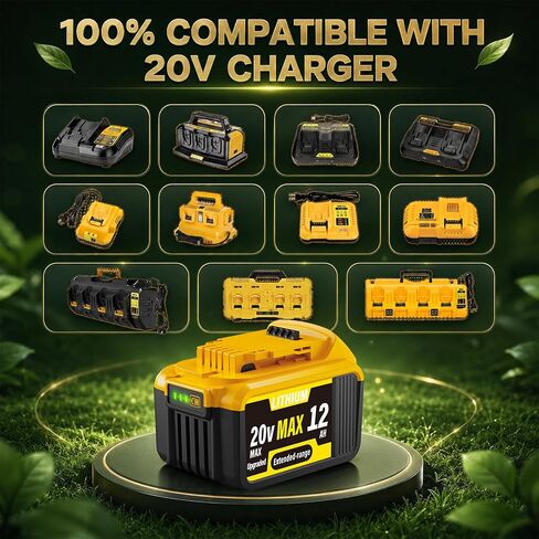 POODIE 6-Pack 12000mAh High Capacity Replacement for Dewalt 20V Max Battery Compatible with DCB200 DCB201 DCB203 DCB204 DCB205 DCB206 DCB207 for DeWalt 20V Cordless Power Tools with LED Indicator in Kuwait