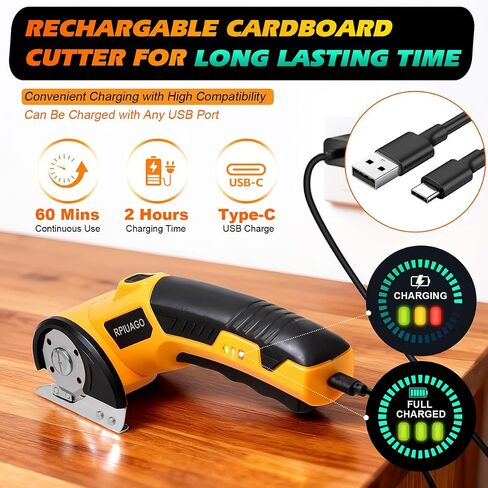 Cordless Electric Scissors, 3000mAh Battery Electric Cardboard Cutter | High-Torque Motor, 2 SK5 Blades, LED Light, Electric Box Cutter for Cardboard, Plastic, Leather, Carpet & DIY Projects in Kuwait