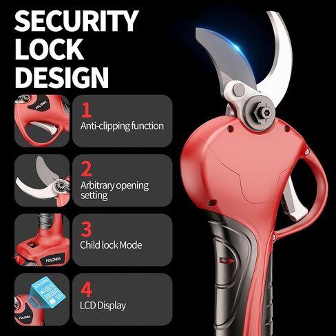 21V Cordless Electric Pruning Shears 42mm(1.65") Cut Diameter, Battery Powered Pruning Shears with Adjustable Blades, Brushless Motor 2Pack 2AH Rechargeable Battery-LCD Display Screen (6642M） in Kuwait