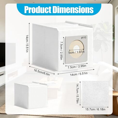 12pcs Y10 Vacuum Bags, Rv Vacuum Bags (White) | Durable Thick Dust Bag for Living room Bedroom Kitchen RV Compatible with CS6/ CS8/ CS8HW/ DOMETIC CV1003 in Kuwait