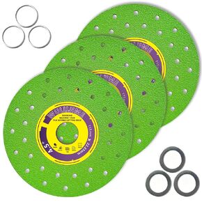 4-1/2 Inch Diamond Tile Cutting Blade for Angle Grinder - 3 Pack, Ultra-Thin Chip-Free Saw Disc for Porcelain, Ceramic, Glass, Marble, Stone, Granite, Dry & Wet Cutting, 7/8" Arbor with 5/8" Bushing in Saudi Arabia