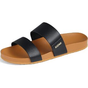 KIDMI Women's Arch Support Sandals Vegan Leather Slides | Waterproof Slip-On Summer Slides with Double Strap Design, Flexible Footbed for Beach, Pool, Travel and Casual Wear in Kuwait