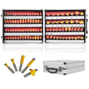 CATITO 100 Pieces Router Bits Set - 1/4" Shank Carbide Router Bit Set, Professional Woodworking Milling Cutter Kit, DIY for Wood, MDF, Plywood in Kuwait