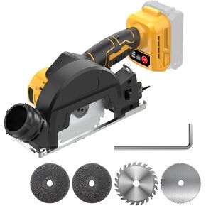 4" Mini Circular Saw Compatible With DeWalt 20V Battery(NO Battery) | Brushless Cordless Cut Off Tool with 3 Speeds, 4 Blades,12000RPM,Removable Dust Cover for Metal, Wood and PVC in Kuwait