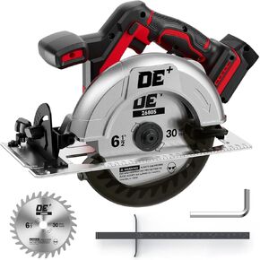 Brushless Cordless Circular Saw, for Milwaukee M18 Battery, 6-Inch Aluminum Alloy Blade, 5900 RPM, 4.2 Lbs Lightweight, Cutting Depth 2-1/20" (90°), 0-90° Bevel, Hex Wrench, Rip Guide, for Wood, PVC in Saudi Arabia