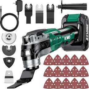 KIMO 20V Cordless Oscillating Tool Kit w/ 26Pcs Accessories, Max 21000 OPM, 6 Speeds & 3°Oscillating Angle, LED Light, Battery Powered Oscillating Multi-Tool for Cutting Wood/Nailing/Scraping/Sanding in Kuwait