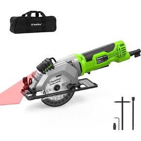 TaskStar Mini Circular Saw with Laser Guide: 4.8A 4000RPM Compact Corded Power Cutter, 4-1/2 in Electric Hand Tool with Rip Fence, 3 Blades for Wood, Soft Metal, Tile, Plastic Cutting in Kuwait