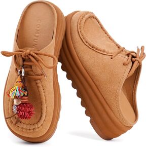 100% Genuine Suede Platform Mules for Women Potato Shoes Style Women Clogs Slip On Chunky Sole Arch Support Non Slip Slides in Kuwait