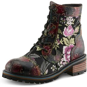 Spring Step L'Artiste Fantastic Booties for Women - Floral Hand Painted Womens Ankle Boots Low Heel - Everyday Wear Leather and Textile Western Booties in Kuwait