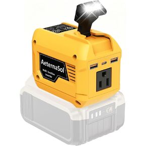 250W Power Inverter Compatible with DeWALT 20V Battery, Portable Battery Inverter DC 20V to AC 110V, 1 AC Outlet, 2 USB Ports,1 Type-C Fast Charge, 200LM LED Light, for Camping Emergency Job Site in Kuwait
