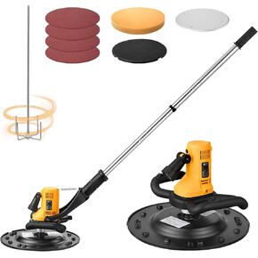 VEVOR Electric Power Trowel, 800W Concrete Finishing Machine Corded with Mixing Rod, 6-Speed Adjustable 120–200 RPM, Steel & Plastic Trowel Discs, Extension Handle, Floor Smoothing Cement Finisher in Kuwait