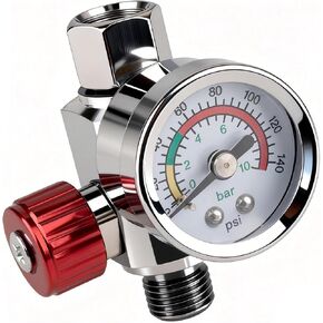 G1/4 Paint Spray Gun Air Pressure Regulator Kit with Gauge | 0-140 PSI Adjustable Flow Control Valve for Pneumatic Tools, Spray Painting, Tire Inflation, Includes Quick-Connect Adapter in Saudi Arabia