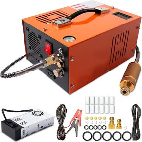 PCP Air Compressor 4500 PSI Portable for Paintball Airgun | Oil-water separator, built-in cooling fan, external power supply. Fits PCP air rifles, paintball tanks, scuba tanks in Kuwait