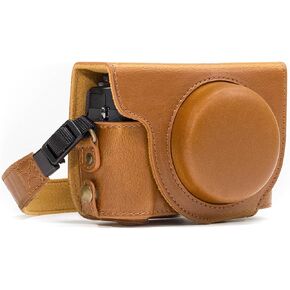 MegaGear MG975 Canon PowerShot G7 X Mark II Ever Ready Leather Camera Case and Strap, with Battery Access, Black in Saudi Arabia