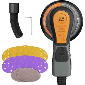 2.5mm Random Orbital Sander, 350W Brushless Motor Electric Palm Sander for Woodworking, 6 Variable Speeds to 10000RPM, Multi-function Sander with 6Inch Backing Plate, 10 Sanding Papers in Kuwait