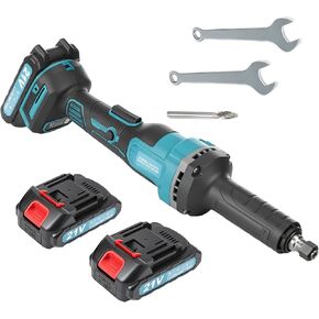 Cordless Die Grinder with Battery 2X 2000mAh 21V, Battery Grinder with 800W Brushless Motor, 4 Level Speed Up to 25000RPM, 1/4" Precision Collet for Grinding, Polishing, Cutting, Drilling in Kuwait