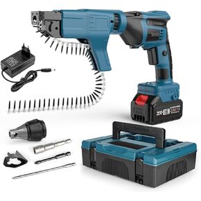 Cordless Electric Screw Gun with Auto Feed, 0-4200 RPM, Includes Storage Toolbox, for DIY & Professional Projects, Compatible with 15-35mm Screws in Kuwait