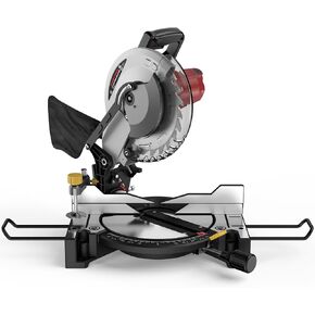 10-inch Compound Miter Saw with Extension Table, 5000RPM, 15 Amp, 36T Blade, Single Bevel 0-45°, Power Saw for Metal, Plastic, Wood and Other Materials in Saudi Arabia