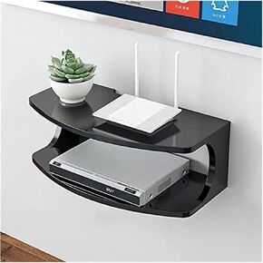 WiFi Router Storage Box, Multicolor Wall Mounted Floating Shelf for Electronic Devices(50cm Black) in Kuwait