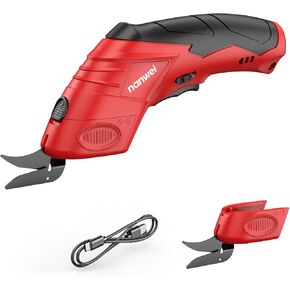 NANWEI Electric Scissors Cordless, Type-C Rechargeable Cardboard Cutter with 2 Blades, 4.2V High‑torque Motor, for Fabric Carpet Leather (Red) in Saudi Arabia
