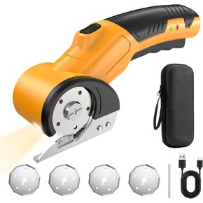 Tanson Cordless Electric Scissors Cardboard Cutter 4V Mini Rechargeable Box Cutter Tool with 4 Blades & Safety Lock & LED Light & Storage Case for Cutting Fabric Carpet Carton Plastic Leather Paper in Kuwait