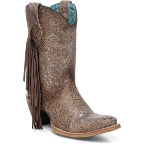 Corral Boots Women's Handcrafted Western Boots | Narrow Square Toe Cowboy Boots with Decorative Floral Suede Embroidery in Kuwait