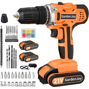 مجموعة مثقاب لاسلكية 20 فولت من GardenJoy، مجموعة بطارية كهربائية مع شاحن 30 نانومتر 2 سرعتين 3/8 بوصة بدون مفتاح 24+1 لقم مفك عزم الدوران مع ضوء عمل كهربائي LED للنساء DIY in Kuwait