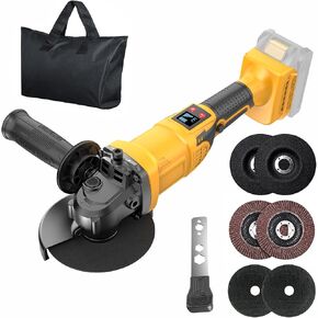 Cordless Angle Grinder Fit for Dewalt 20V Max Battery(No Battery) | 4-1/2" Brushless Angle Grinder with 3 Speeds, 9300RPM, Tool Bag, 6 Wheels for Metal Cutting, Griding,and Polishing in Kuwait